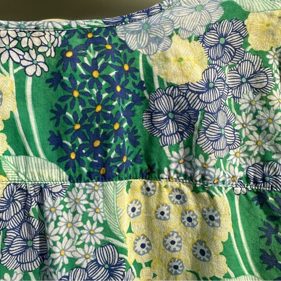Talbots - Floral Cotton Tunic, Blue Green Yellow, Long Sleeve, SizeXL - Picture 10 of 11